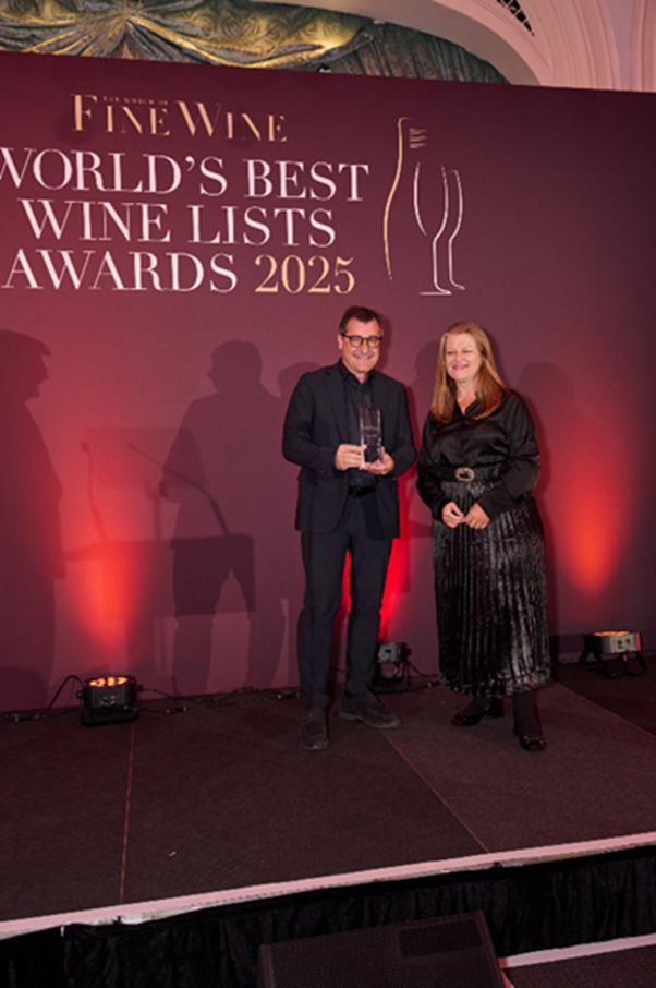 Josep Roca of El Celler de Can Roca in Girona receiving an inaugural award at The World's Best Wine List Awards 2025.